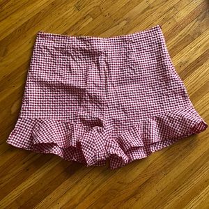 ZARA Red Checkered Gingham Shorts